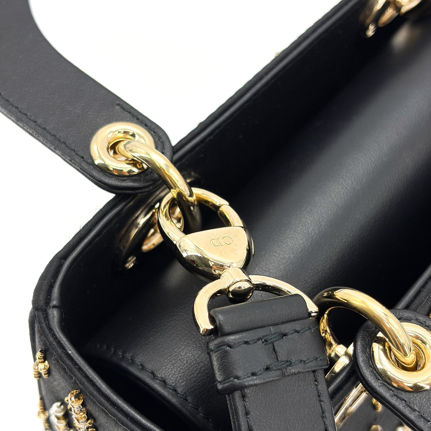 Dior Mini Lady Dior Bag in black satin and bead embroidery