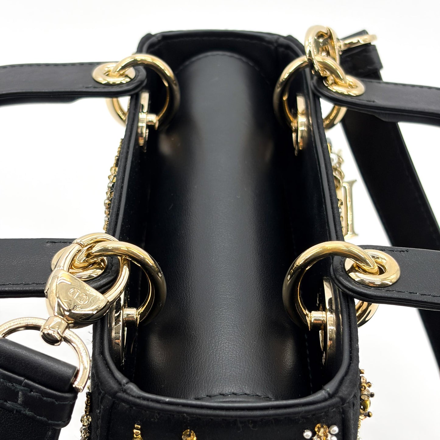 Dior Mini Lady Dior Bag in black satin and bead embroidery