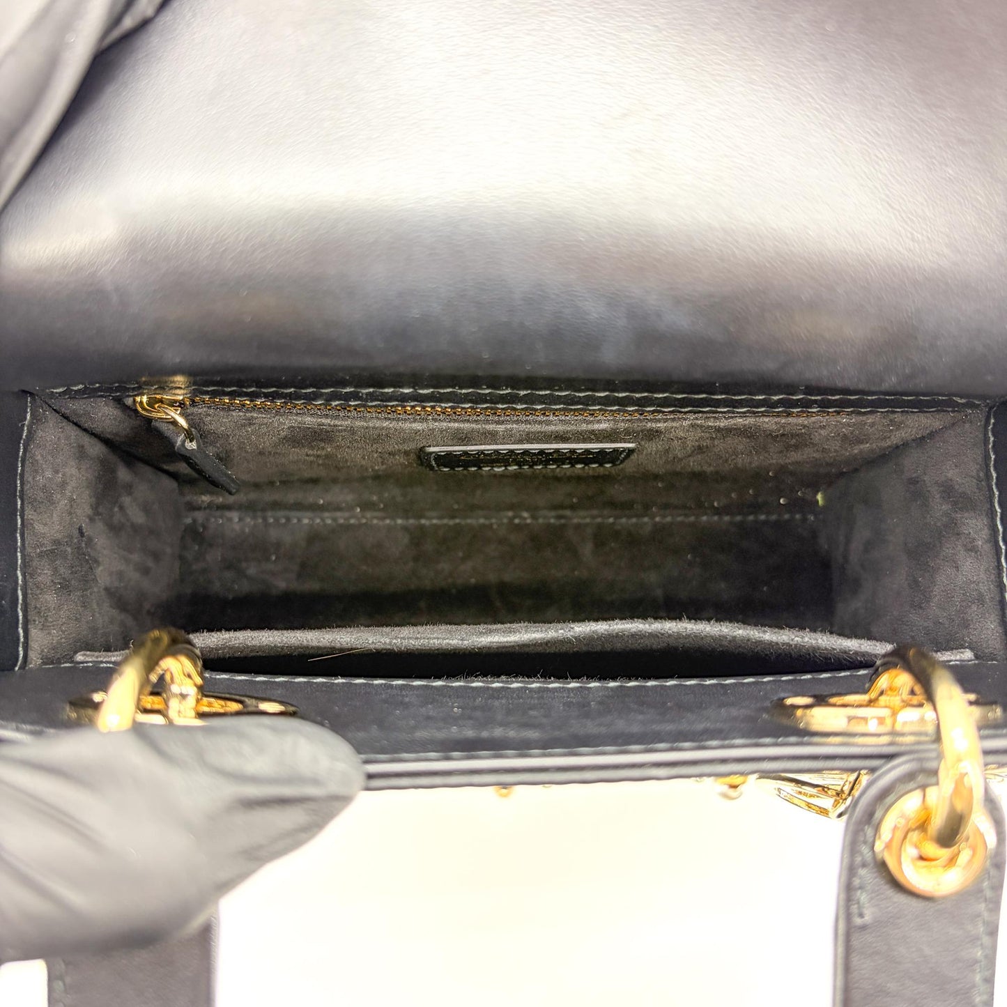 Dior Mini Lady Dior Bag in black satin and bead embroidery