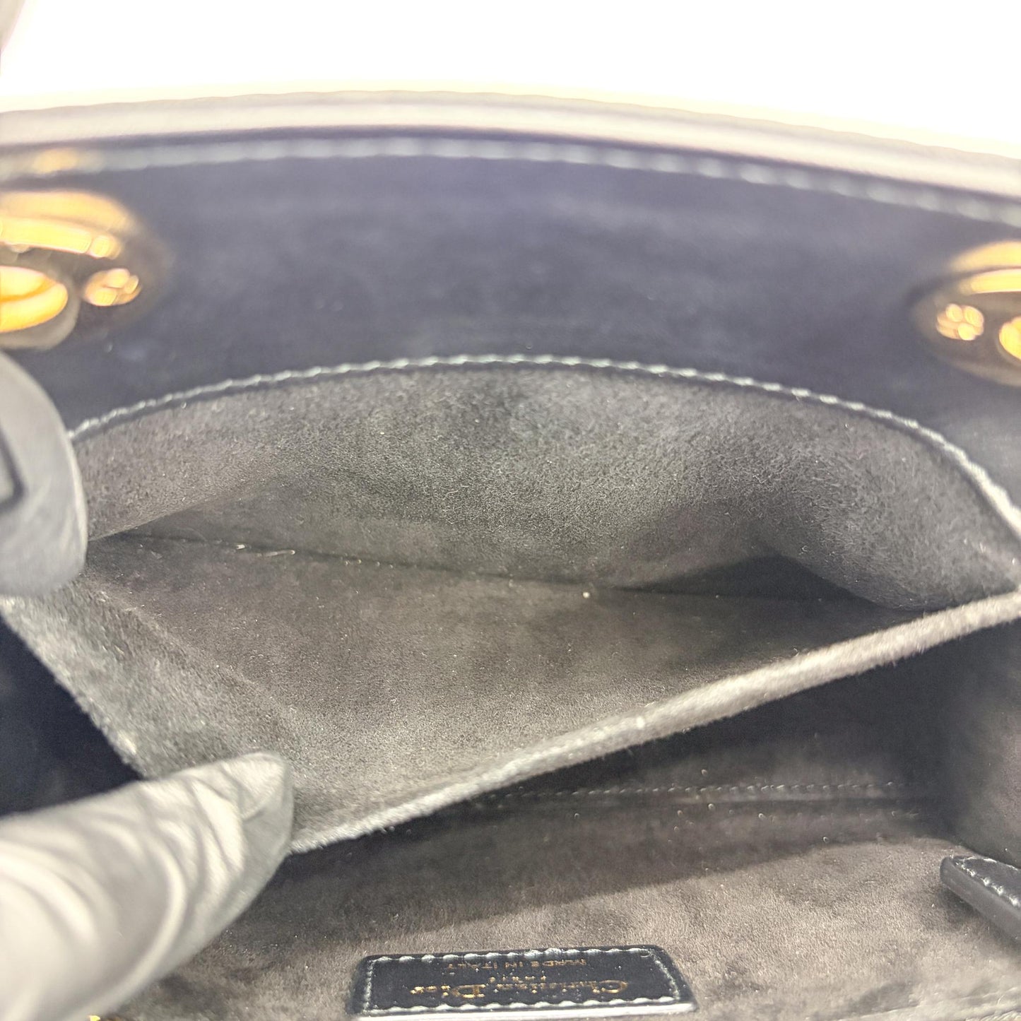 Dior Mini Lady Dior Bag in black satin and bead embroidery