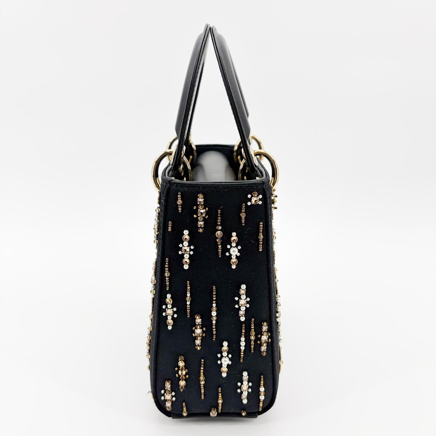 Dior Mini Lady Dior Bag in black satin and bead embroidery