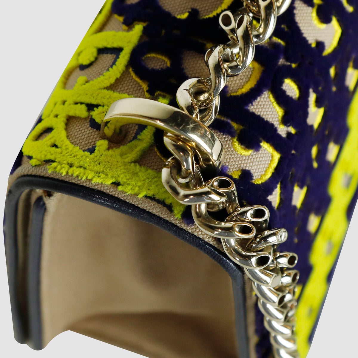 Velvet Oblique Diorama Chain Shoulder Bag Crossbody Bag