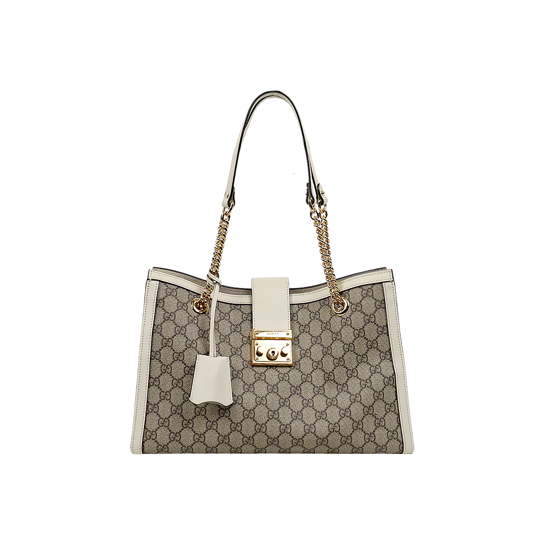 Gucci White GG Supreme Medium Paddle Lock Shopper Bag