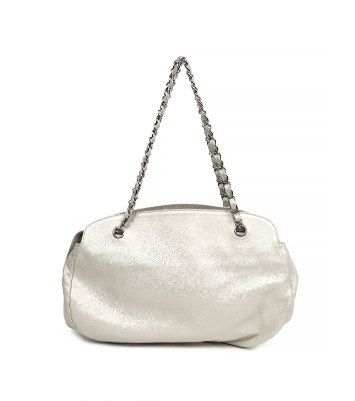 Chanel White Caviar Big CC Chain Shoulder Bag