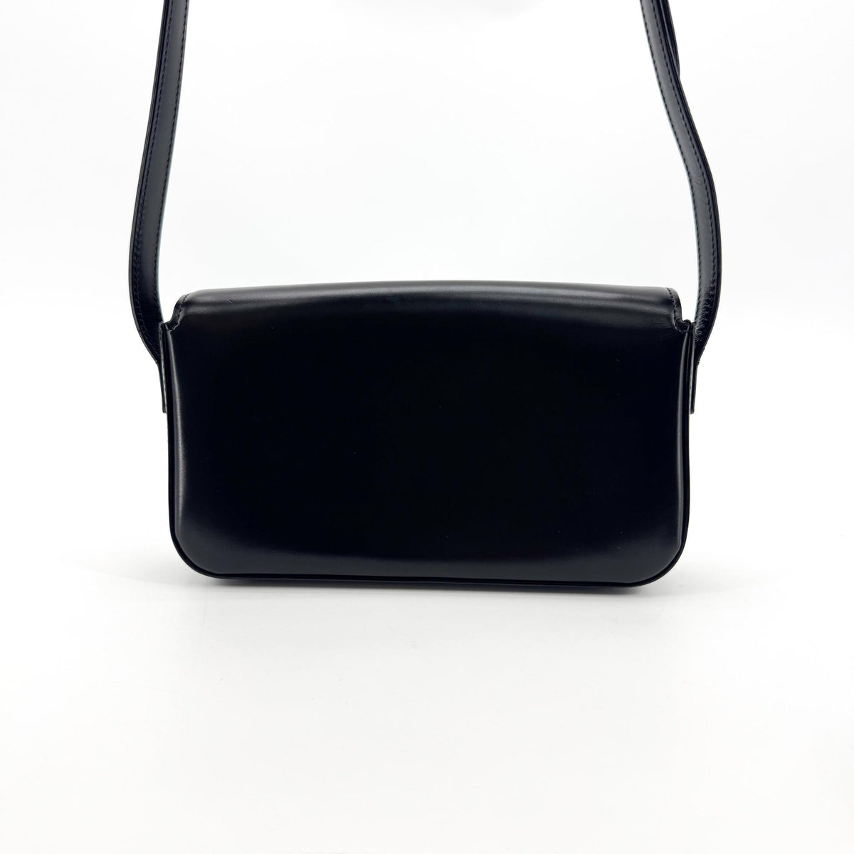 Celine Shiny Calfskin Triomphe Crossbody Bag Black