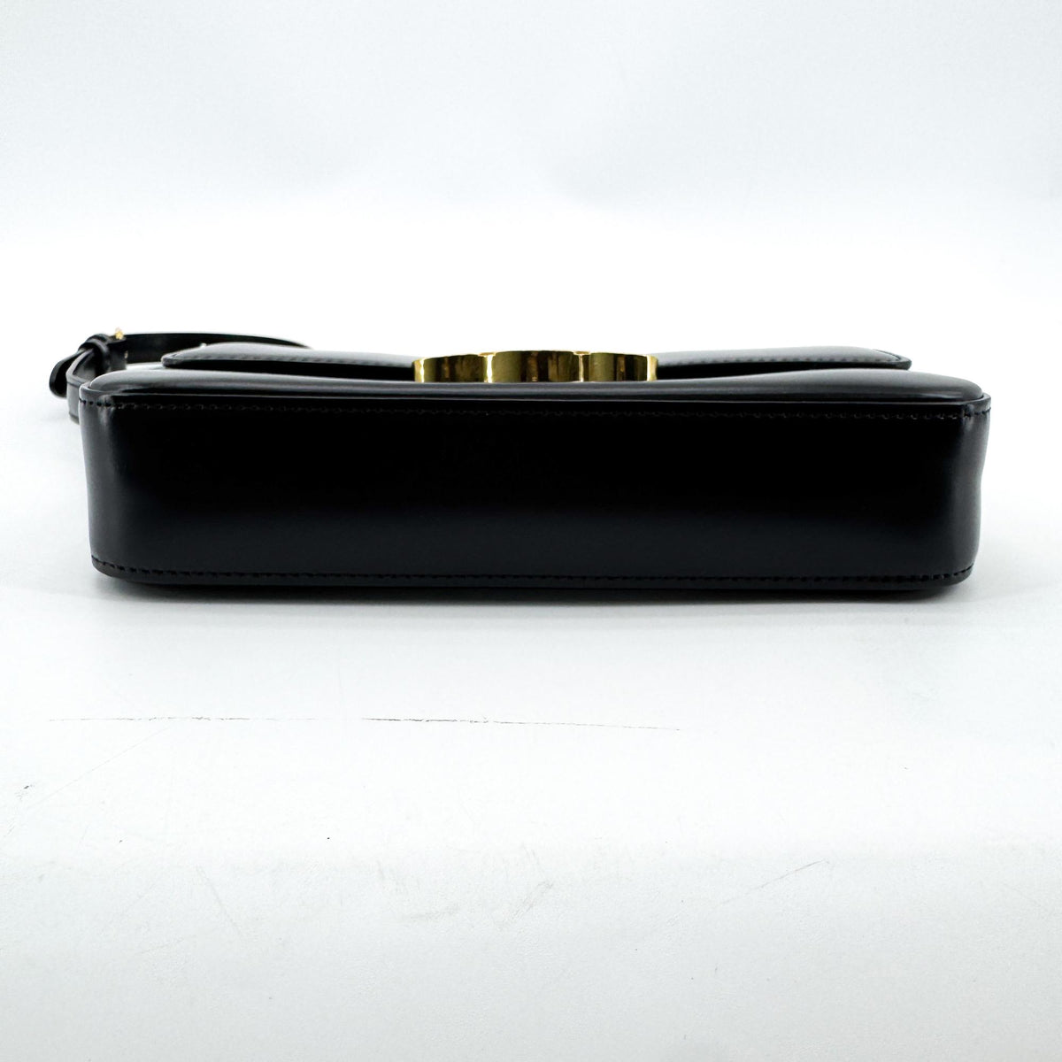 Celine Shiny Calfskin Triomphe Crossbody Bag Black