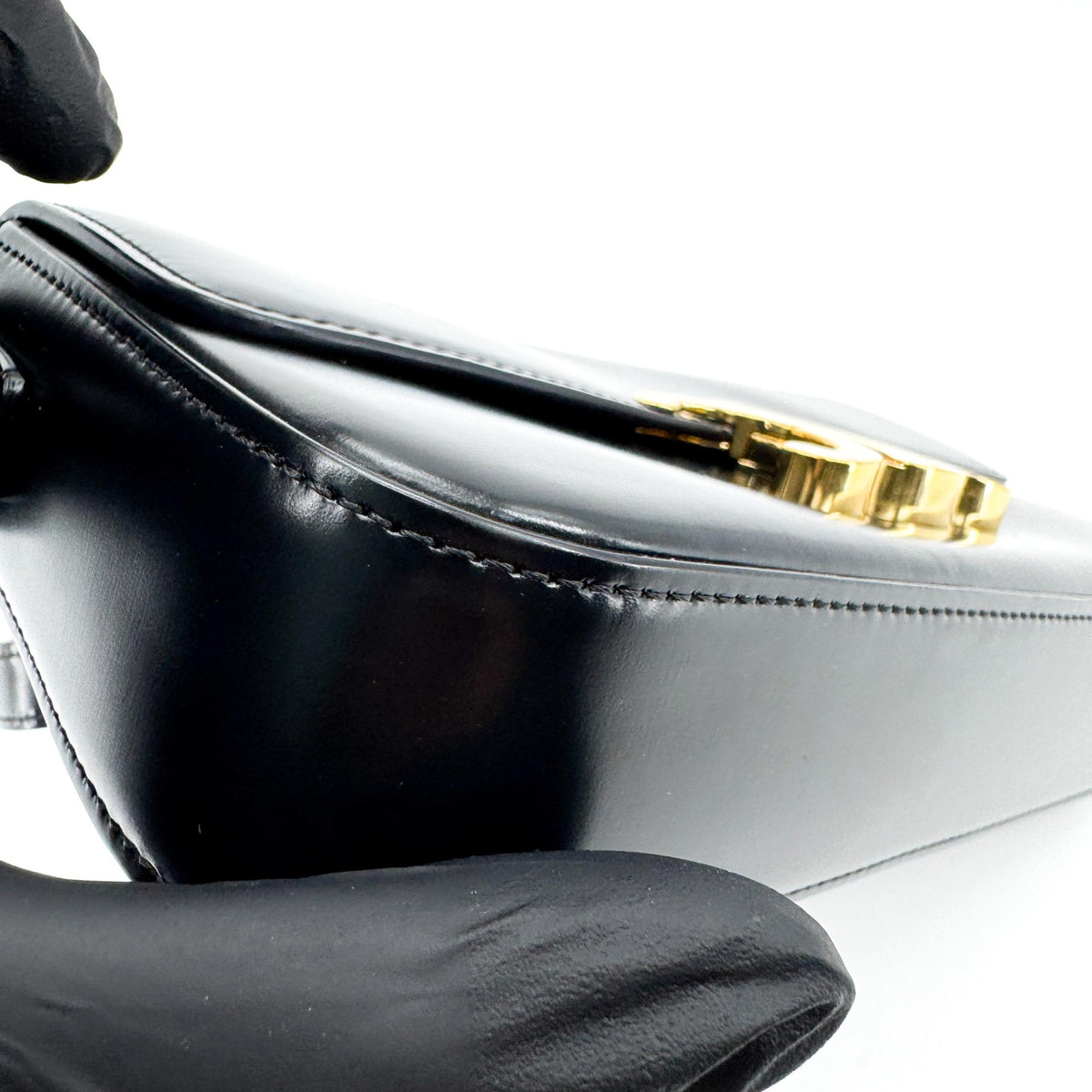 Celine Shiny Calfskin Triomphe Crossbody Bag Black