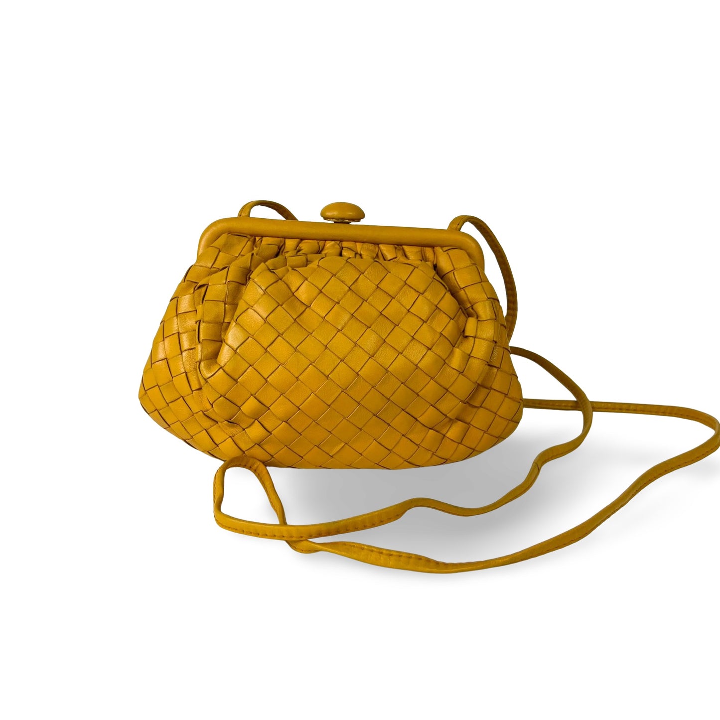 Bottega Veneta Vintage Intrecciato Weaving Bag Mustard