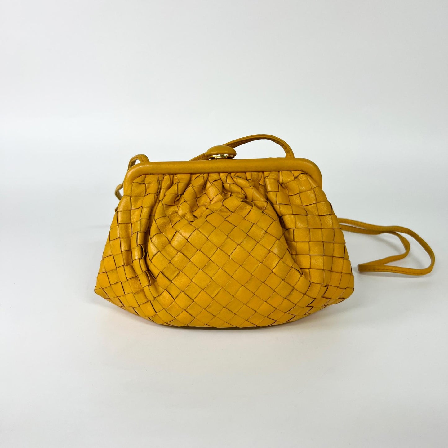 Bottega Veneta Vintage Intrecciato Weaving Bag Mustard