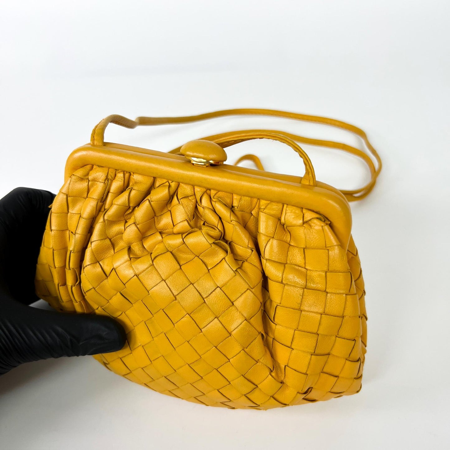 Bottega Veneta Vintage Intrecciato Weaving Bag Mustard