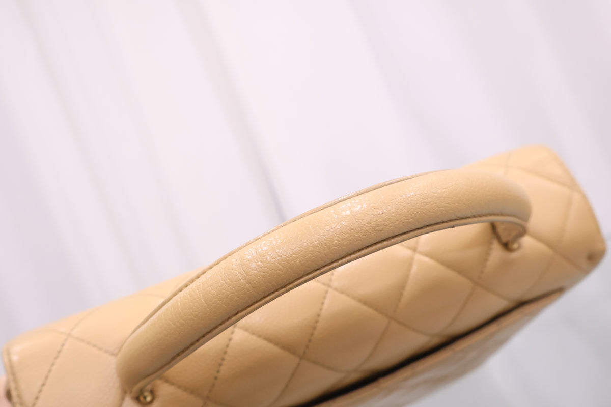 Vintage Caviar Beige Kelly Tote Bag A12397