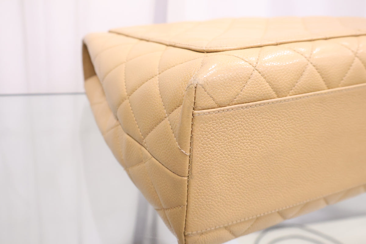 Vintage Caviar Beige Kelly Tote Bag A12397