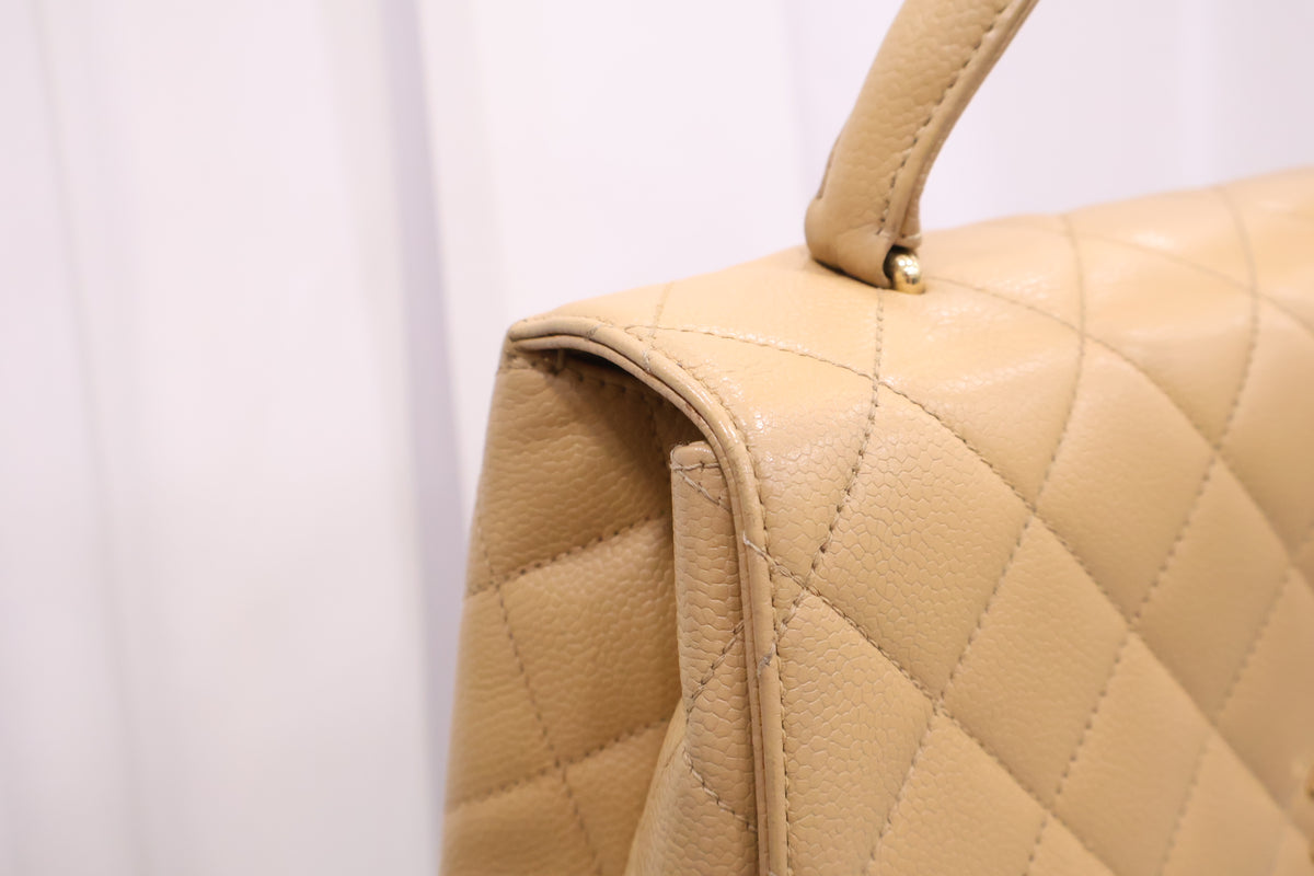 Vintage Caviar Beige Kelly Tote Bag A12397