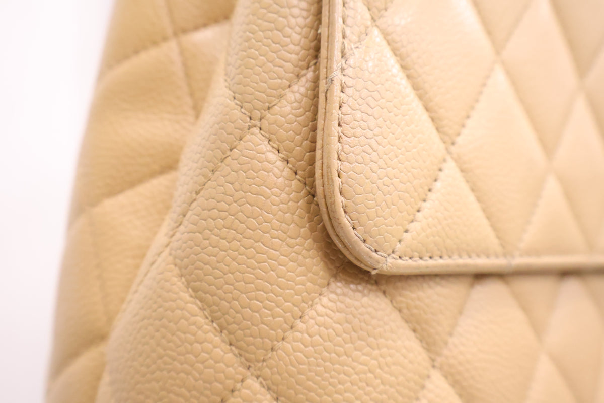 Vintage Caviar Beige Kelly Tote Bag A12397