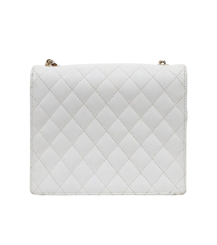 Chanel White Quilted CC Flap Chain Shoulder Bag