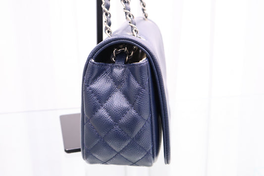 Timeless CC Caviar Flap Navy Shoulder Bag