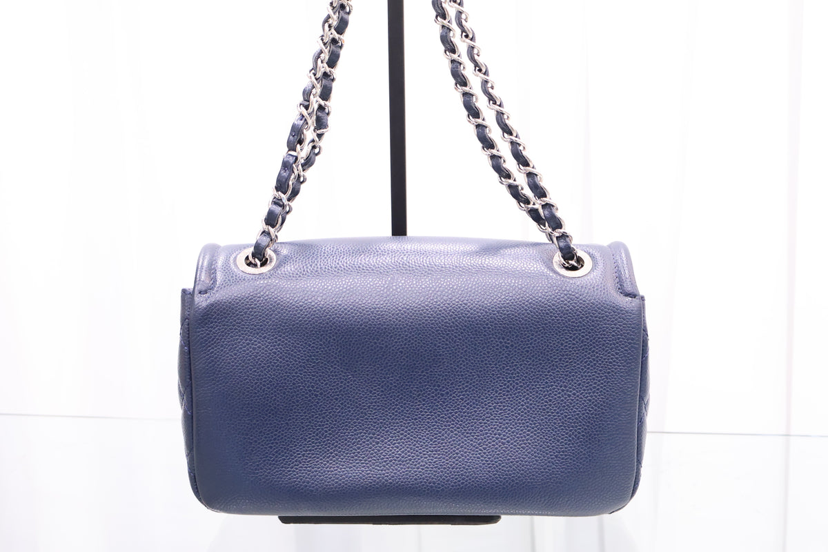 Timeless CC Caviar Flap Navy Shoulder Bag