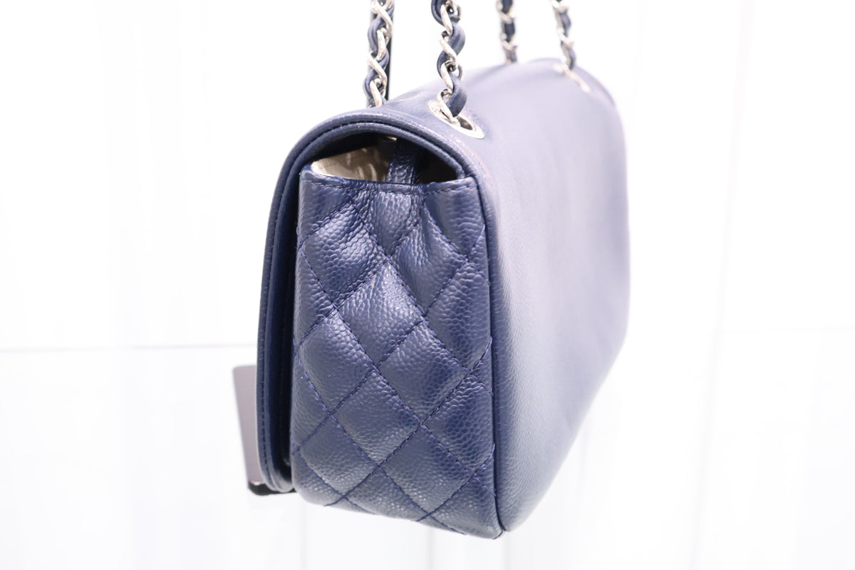 Timeless CC Caviar Flap Navy Shoulder Bag
