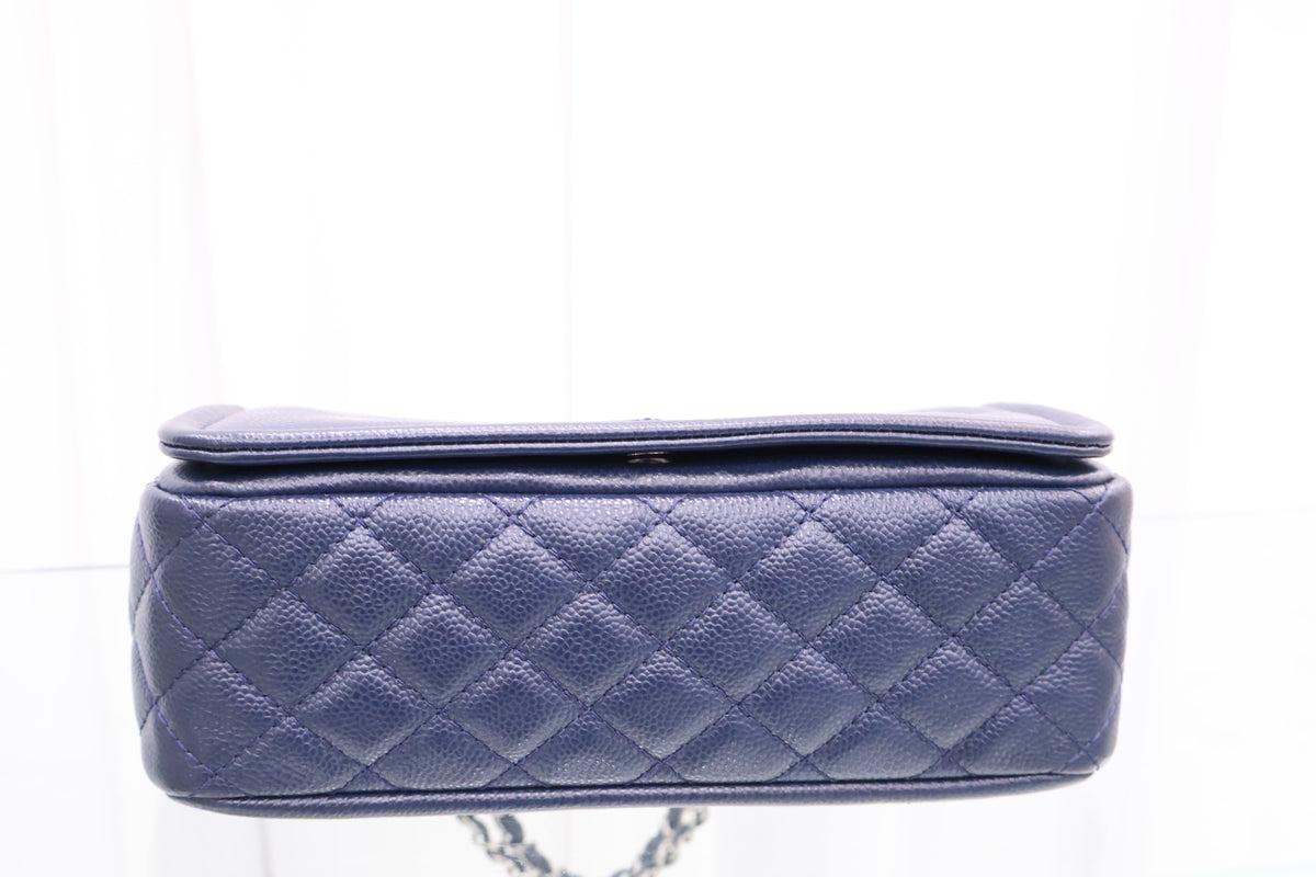 Timeless CC Caviar Flap Navy Shoulder Bag