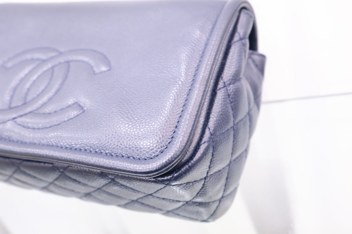 Timeless CC Caviar Flap Navy Shoulder Bag