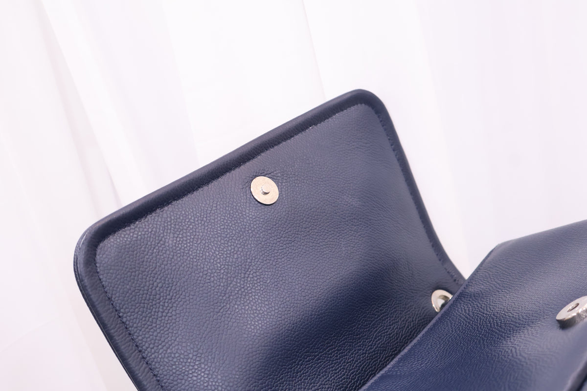 Timeless CC Caviar Flap Navy Shoulder Bag