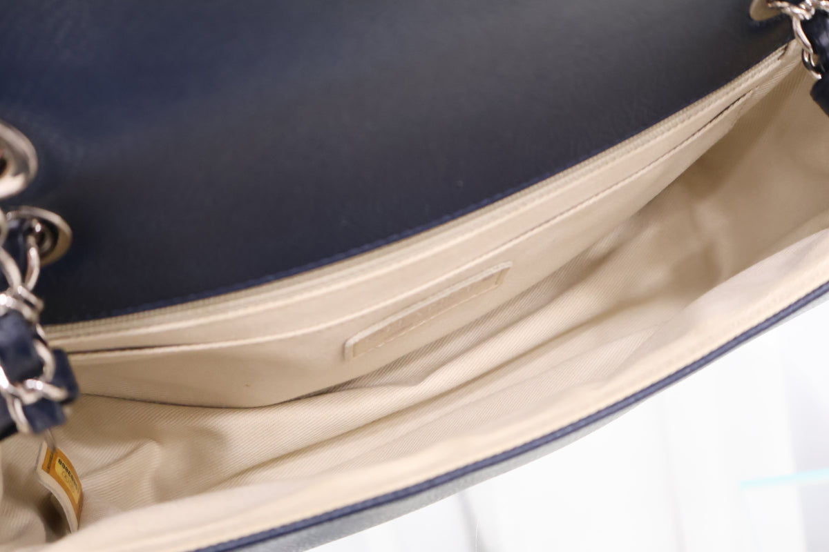Timeless CC Caviar Flap Navy Shoulder Bag