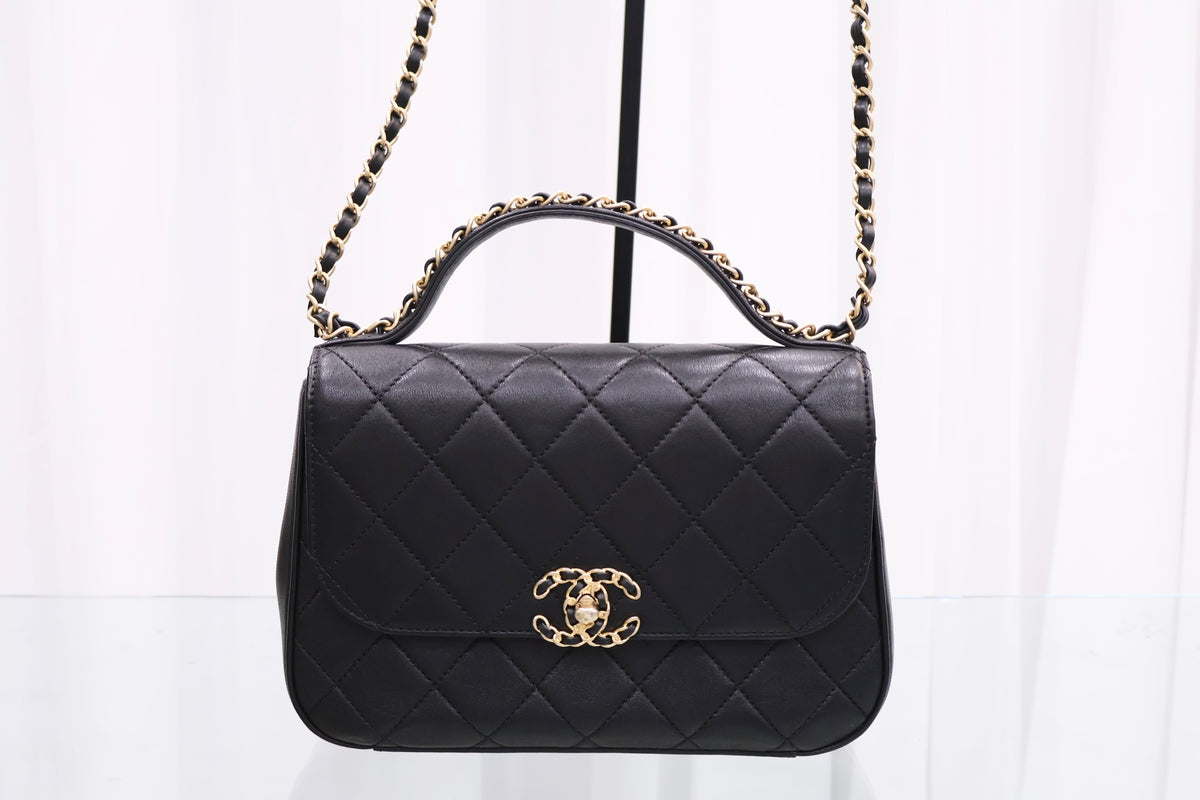Infinity Top Handle Black Tote Shoulder Bag AS0970
