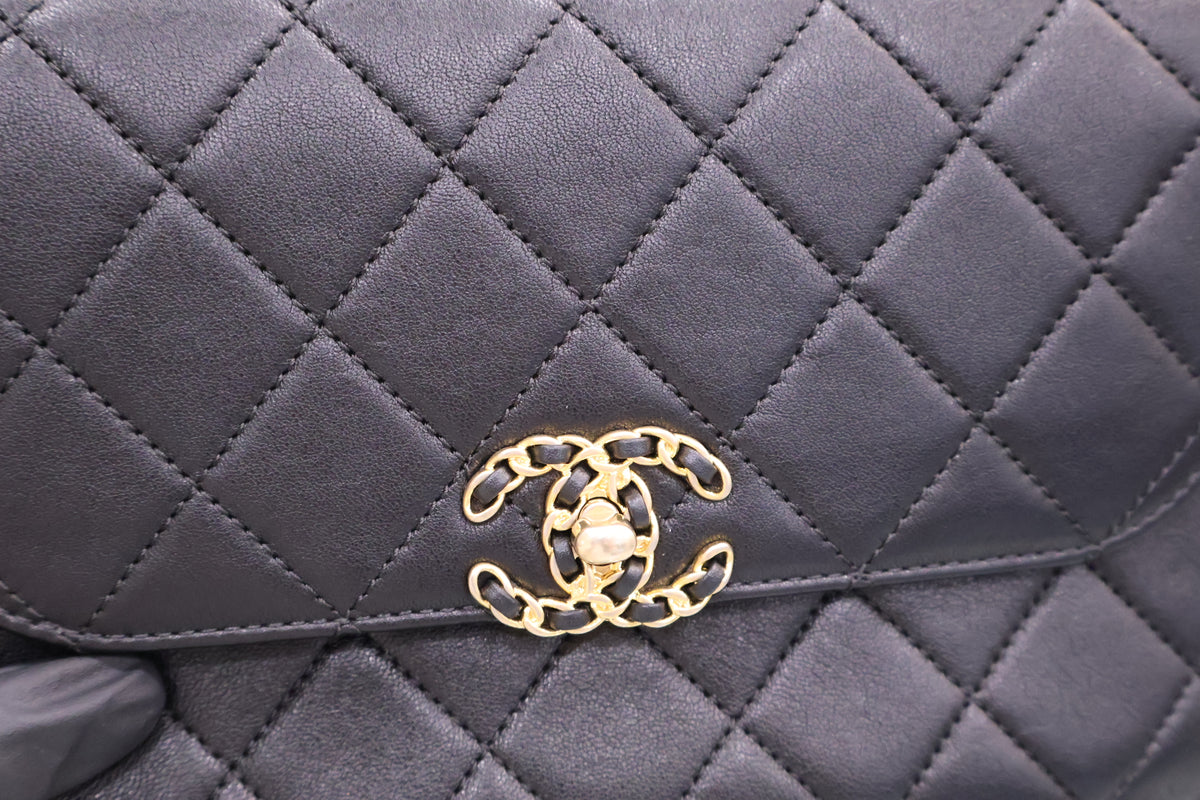 Infinity Top Handle Black Tote Shoulder Bag AS0970