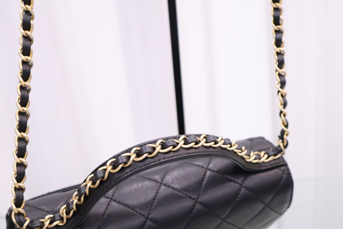 Infinity Top Handle Black Tote Shoulder Bag AS0970