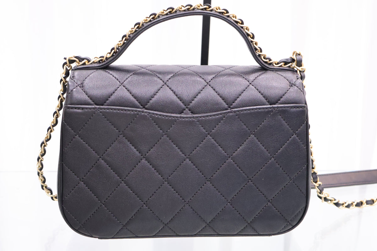 Infinity Top Handle Black Tote Shoulder Bag AS0970