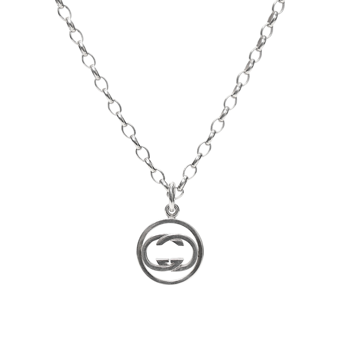 Gucci Round Interlocking G Silver Necklace