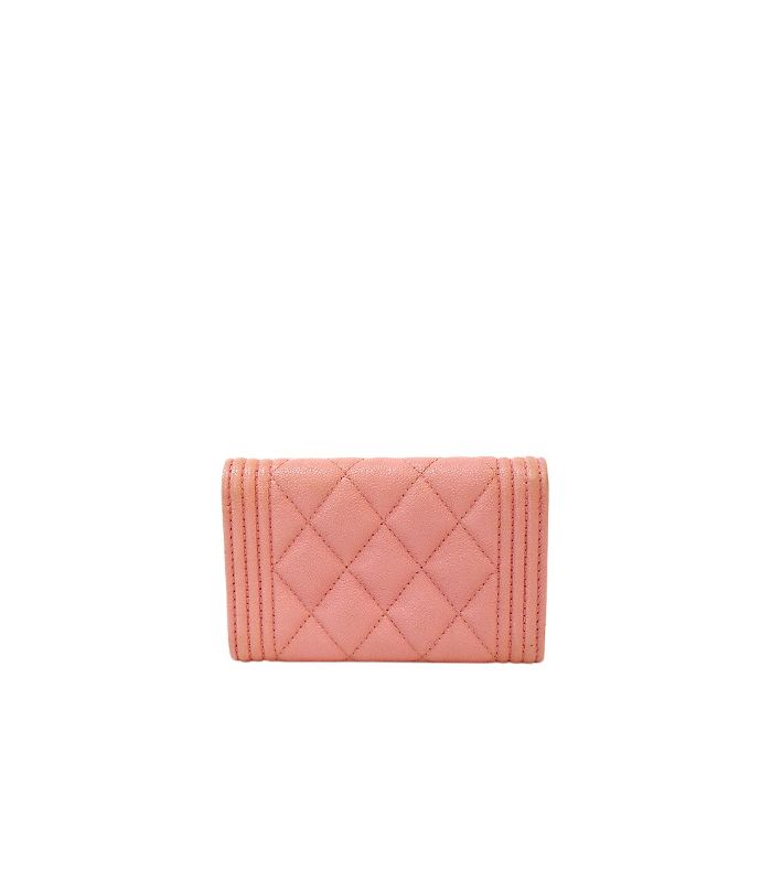 Chanel Pink Caviar Skin Boy Card Wallet