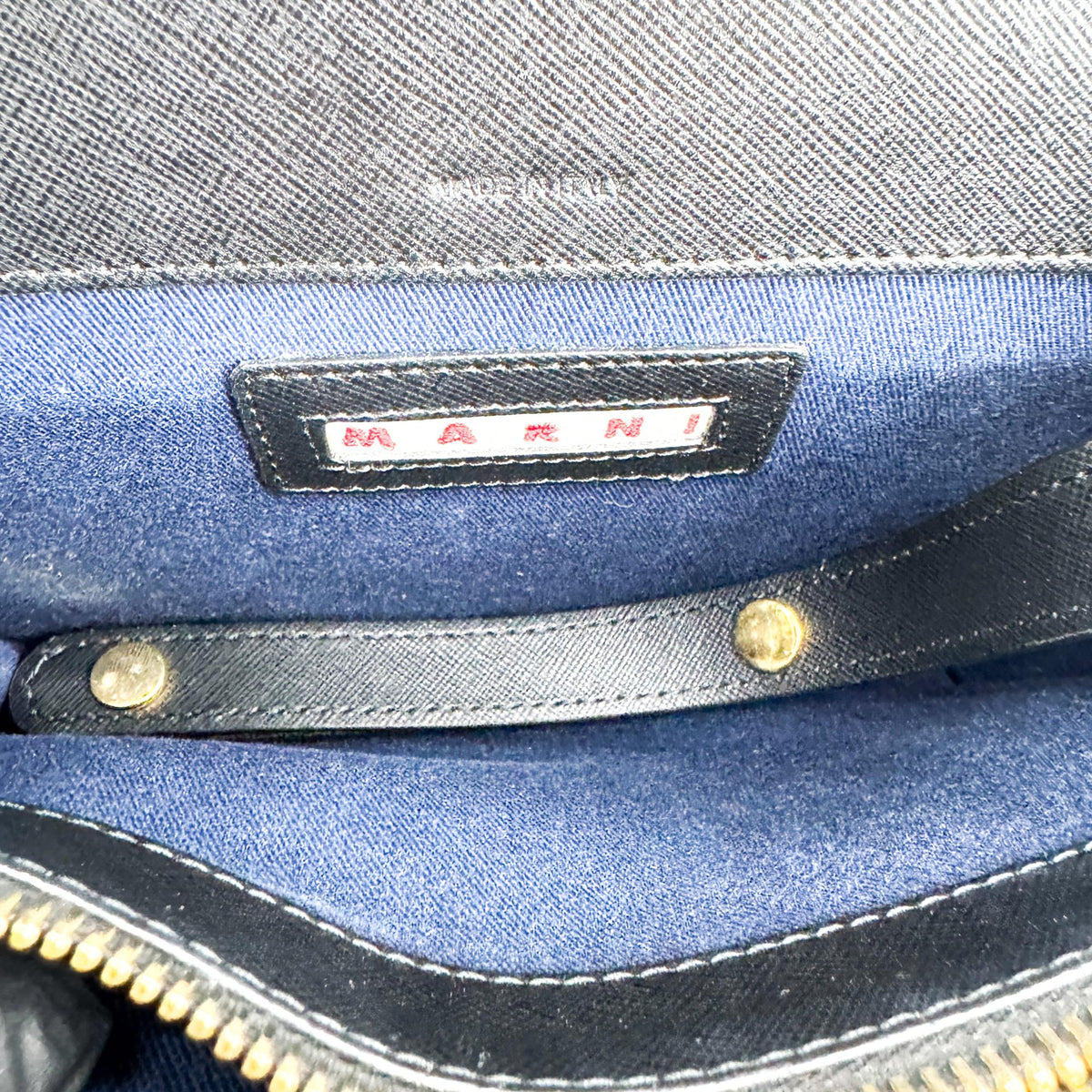 Marni Saffiano Trunk Bag Medium Black Beige