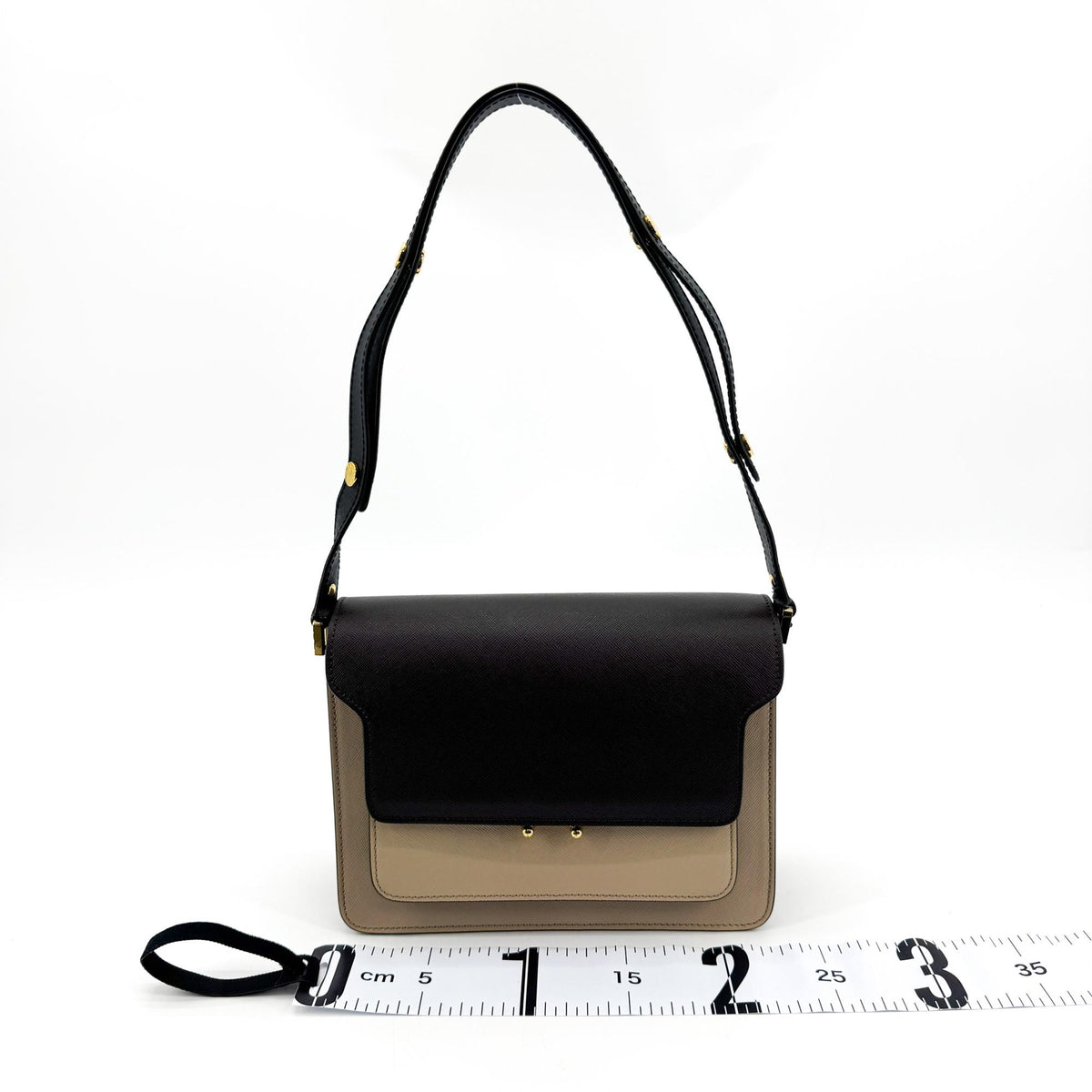 Marni Saffiano Trunk Bag Medium Black Beige