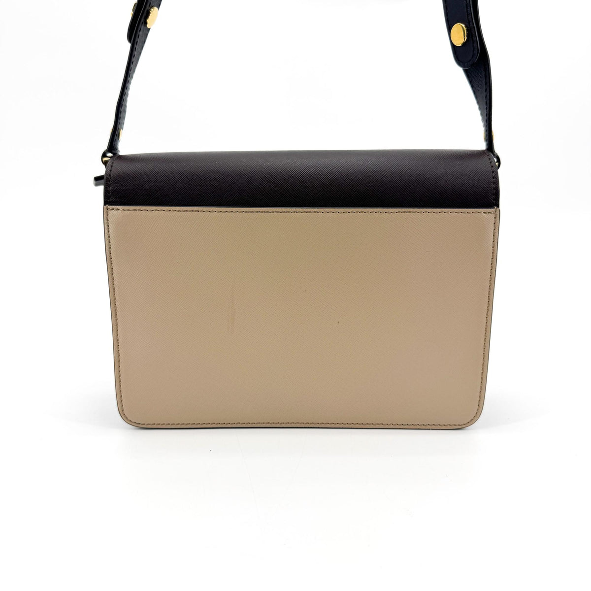 Marni Saffiano Trunk Bag Medium Black Beige