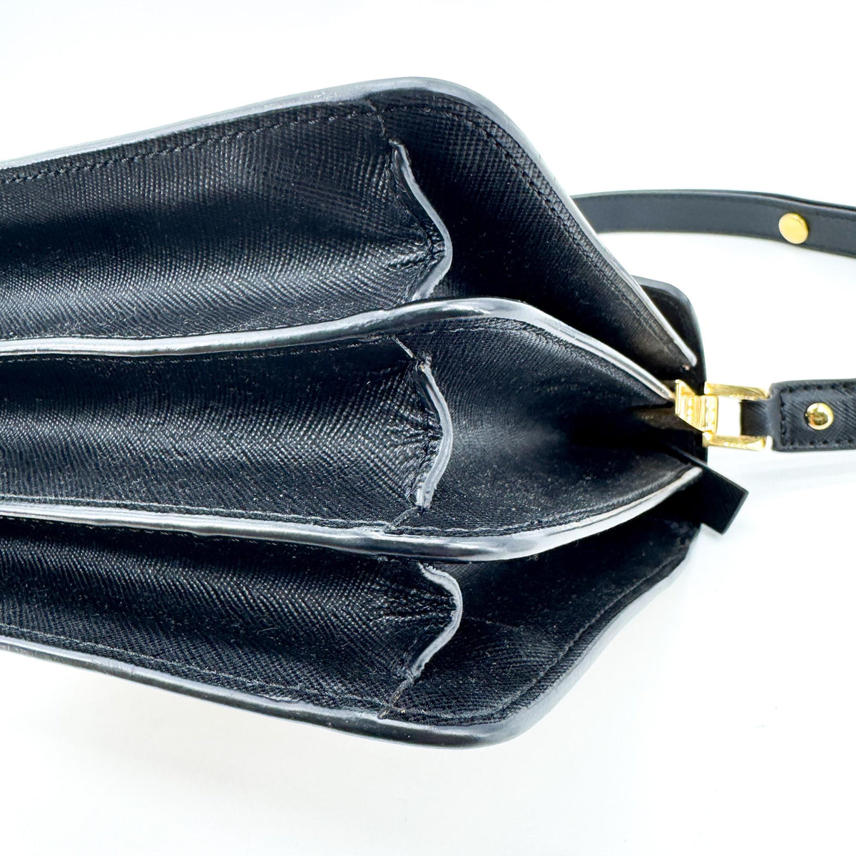 Marni Saffiano Trunk Bag Medium Black Beige