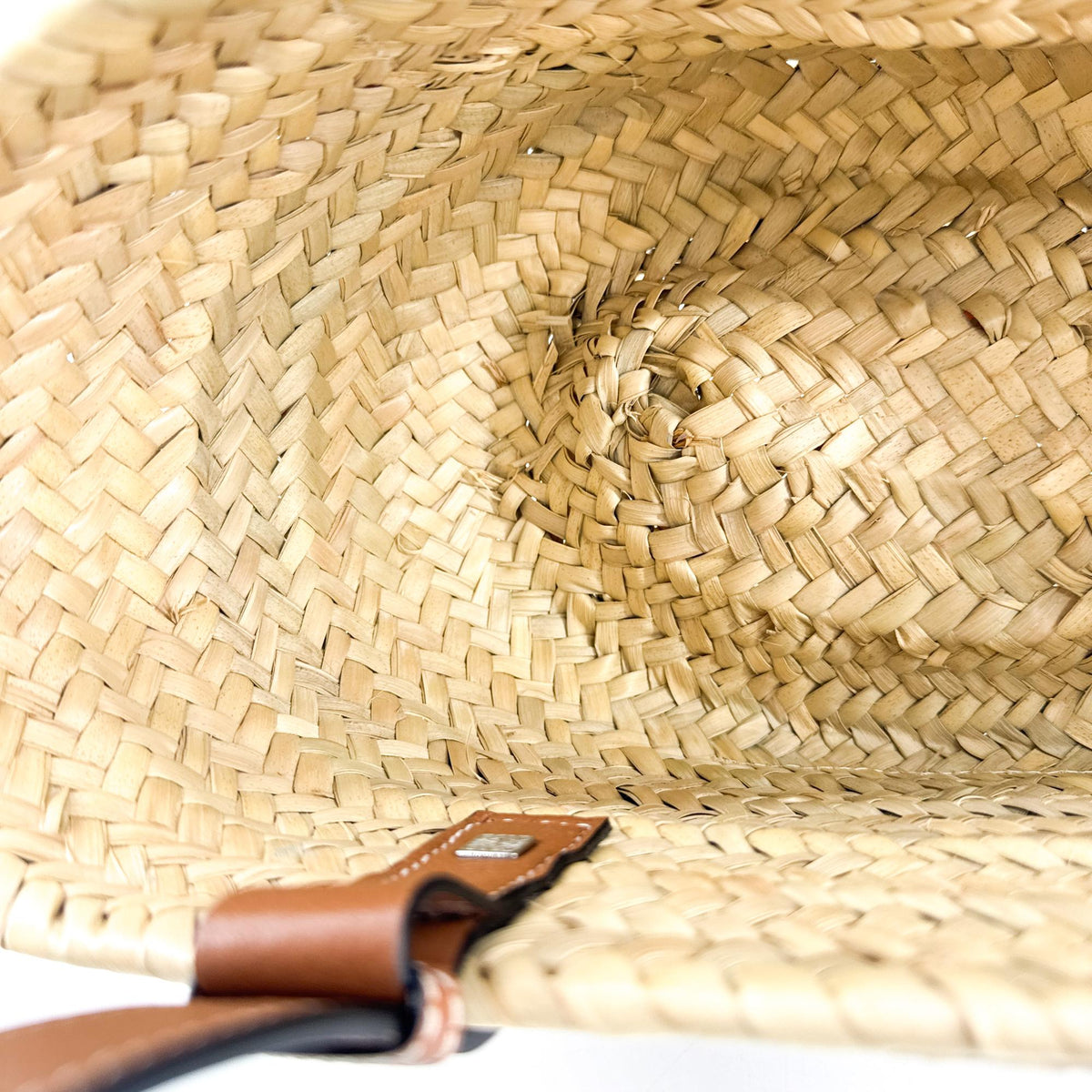 Loewe Small Basket Bag Palm Leaf and Calfskin Natural Tan