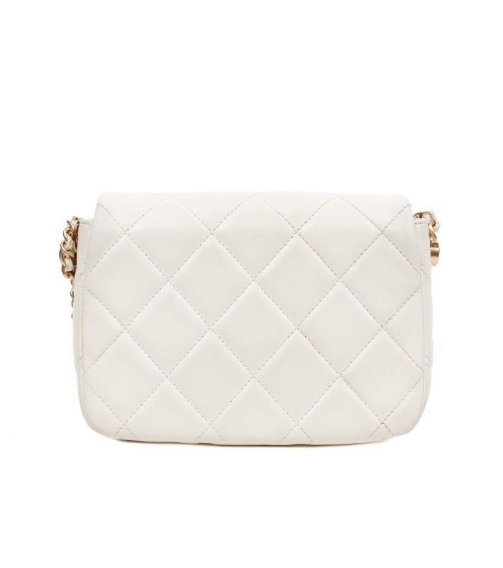 Chanel White Quilted CC Pearl Chain Shoulder Bag