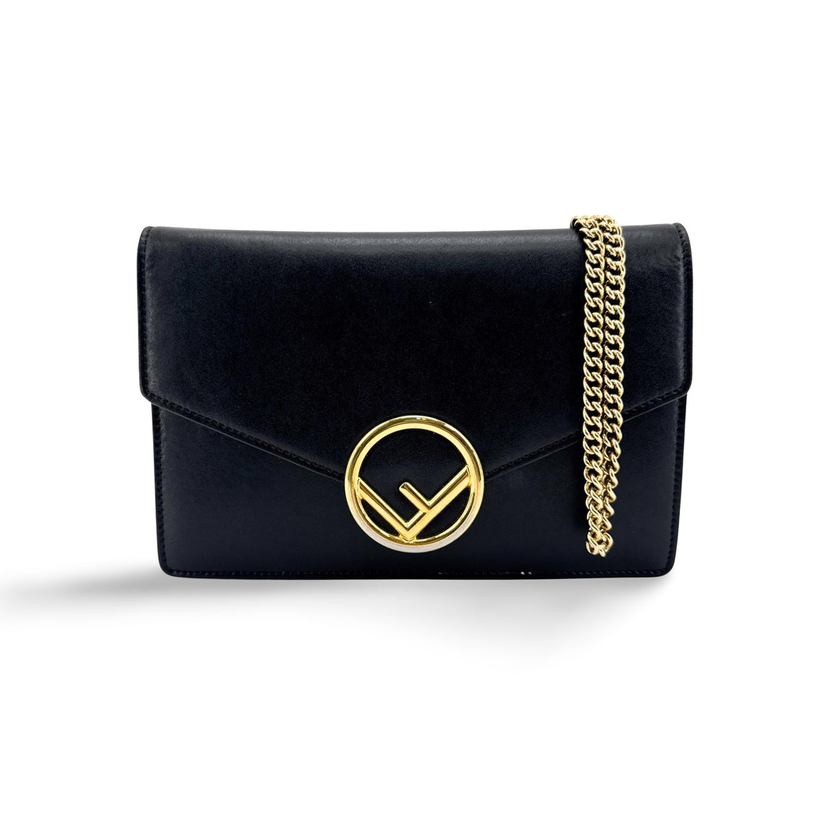 Fendi Wallet on Chain Leather Mini Bag Black