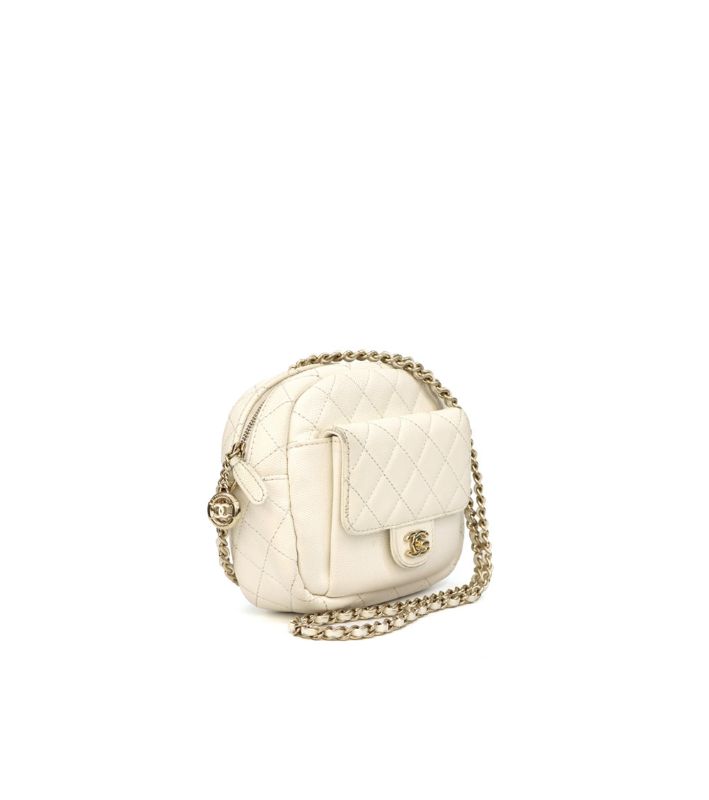 Chanel White Cosmetic Chain Shoulder Bag
