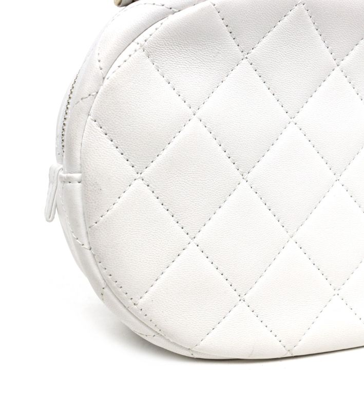 Chanel White Studded CC Chain Shoulder Bag