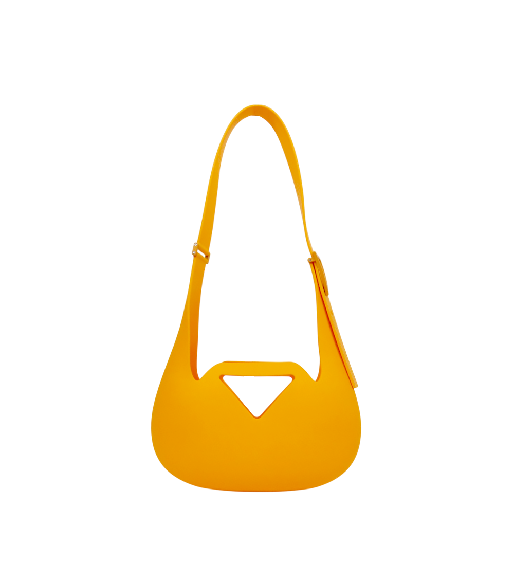 Bottega Veneta Yellow Matte Rubber Punch Shoulder Bag