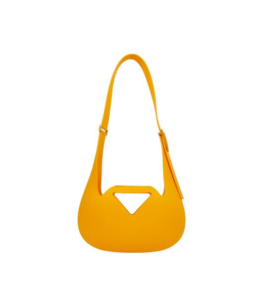 Bottega Veneta Yellow Matte Rubber Punch Shoulder Bag