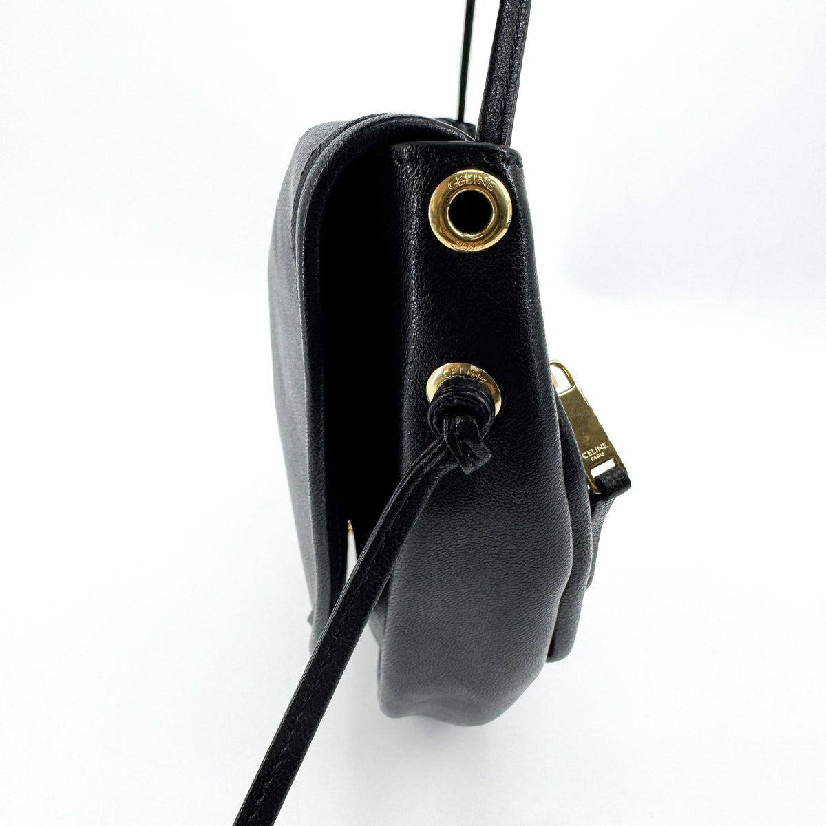 Celine Triomphe Soft Leather Crossbody Bag Black