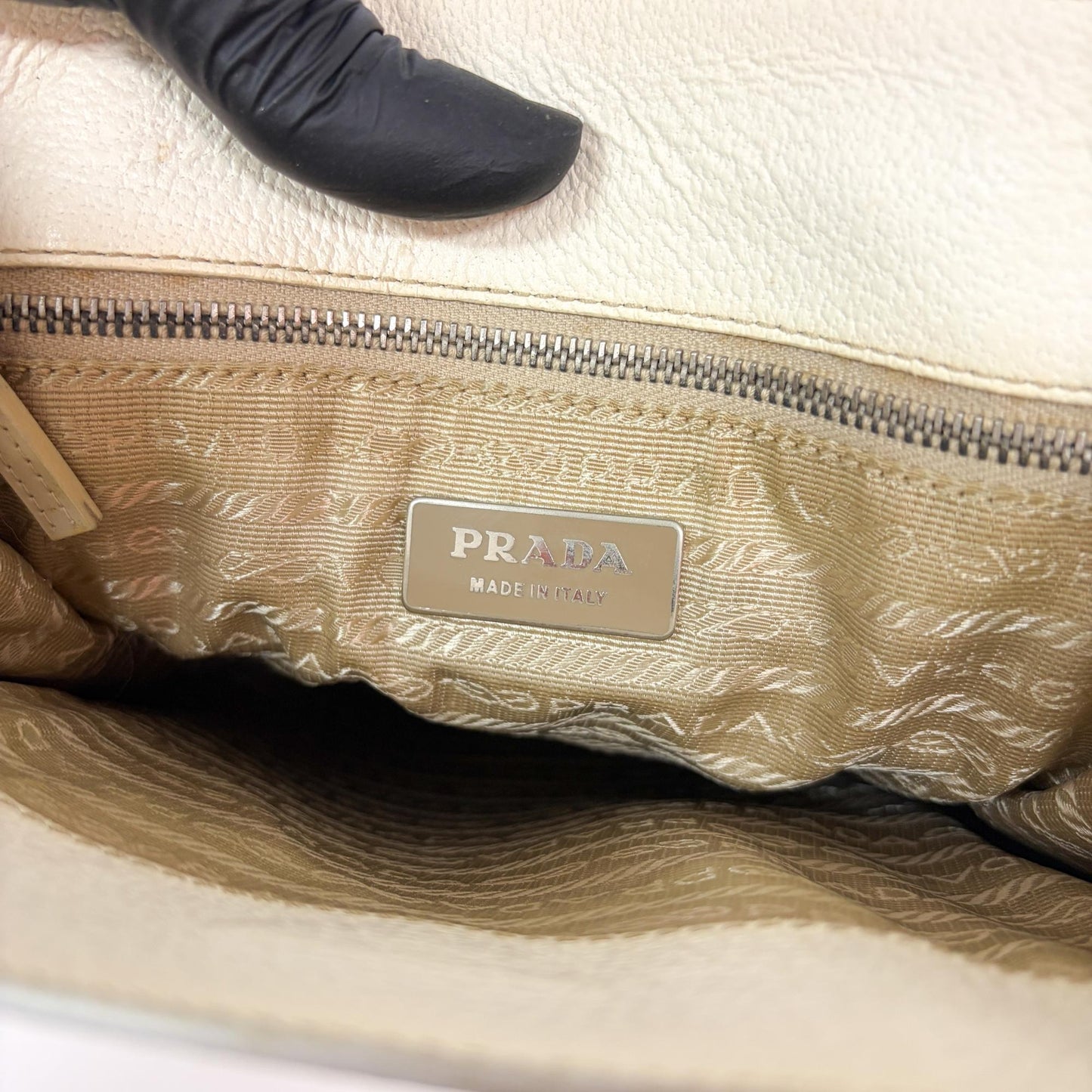 Prada Vitello Phoenix Leather Tote Bag Ivory