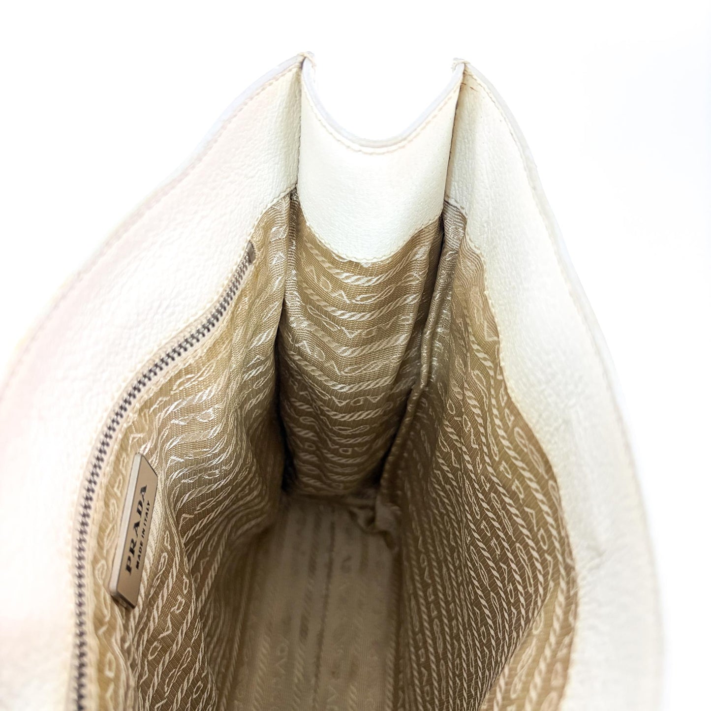 Prada Vitello Phoenix Leather Tote Bag Ivory