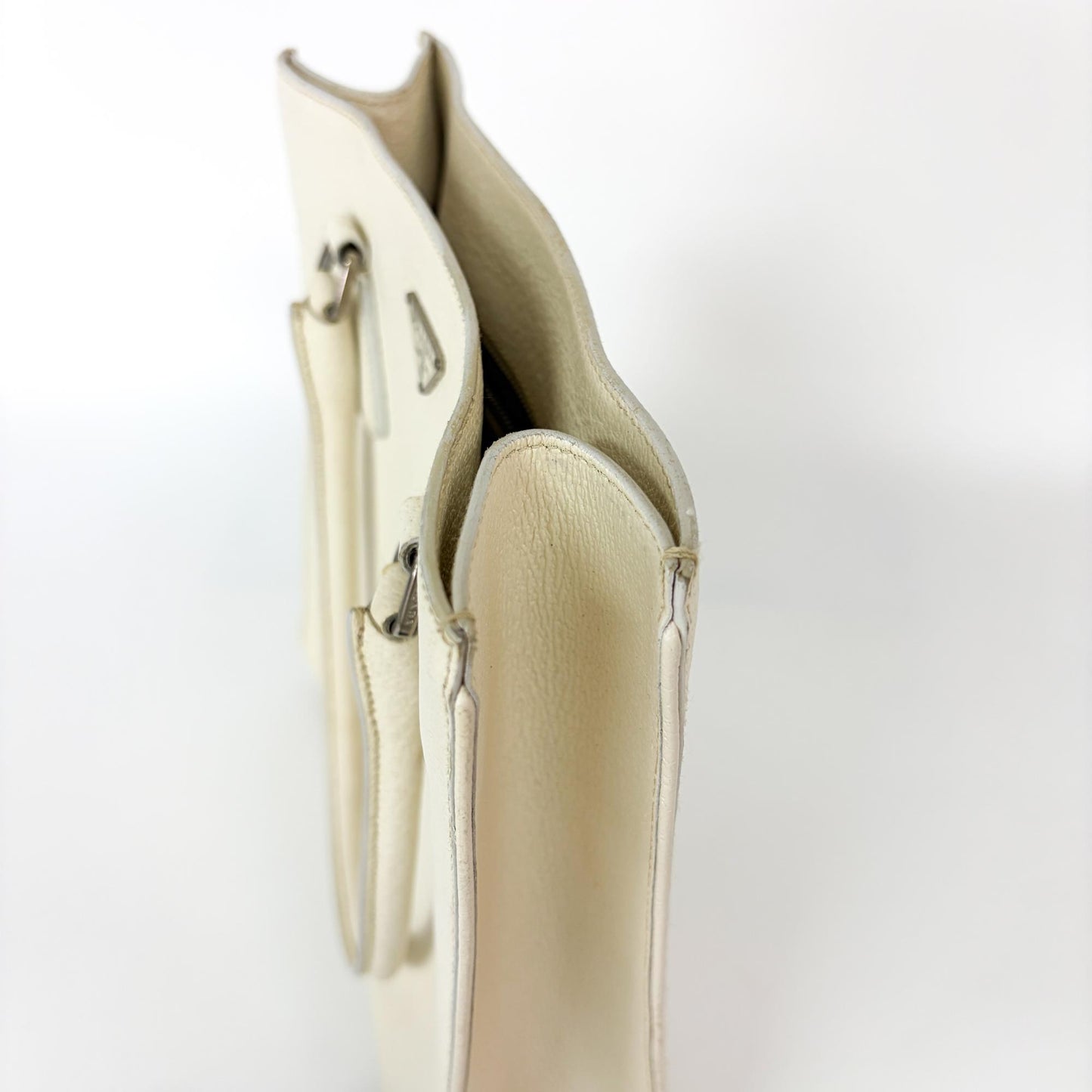 Prada Vitello Phoenix Leather Tote Bag Ivory