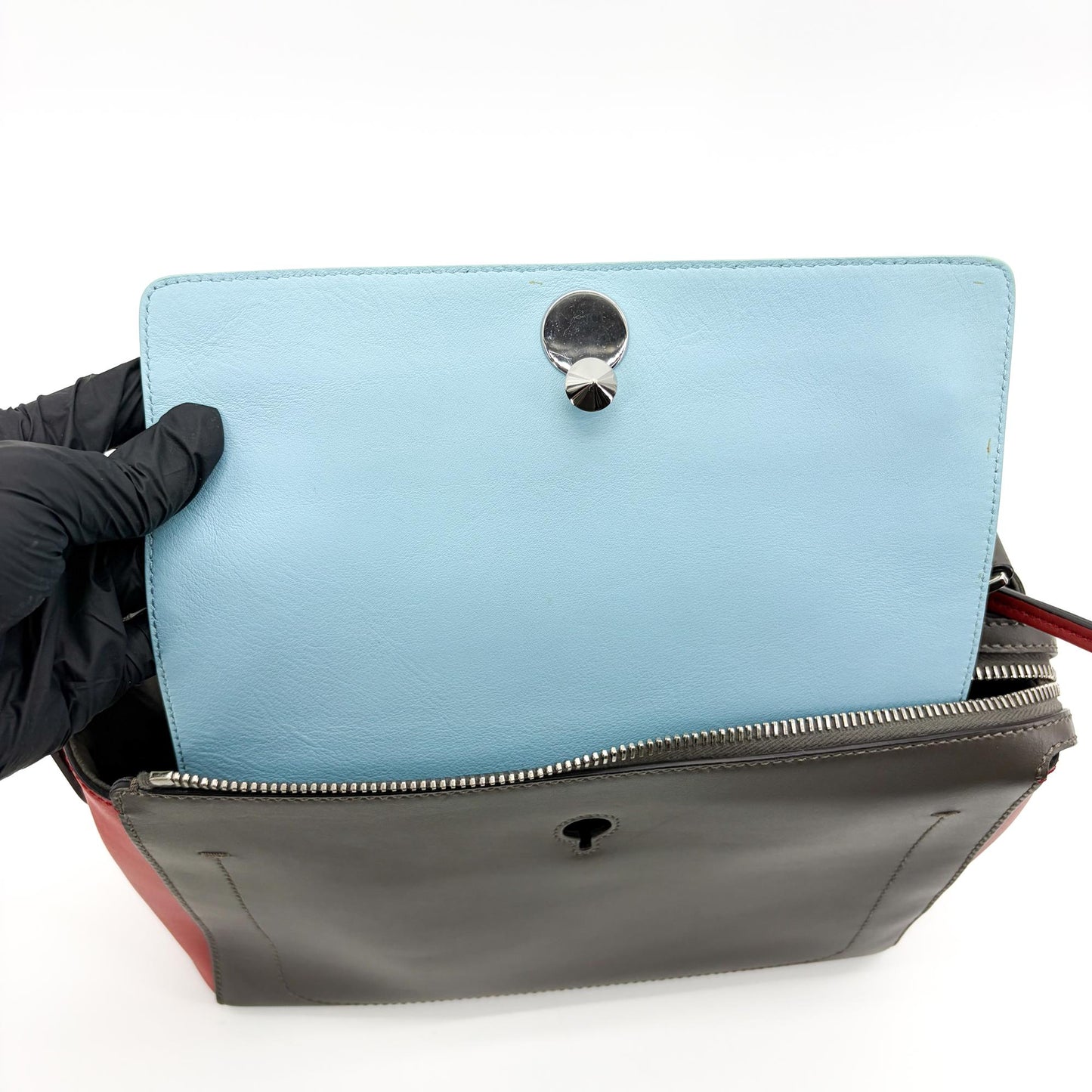 Fendi.com Click Small Shoulder Bag Dark Grey Red