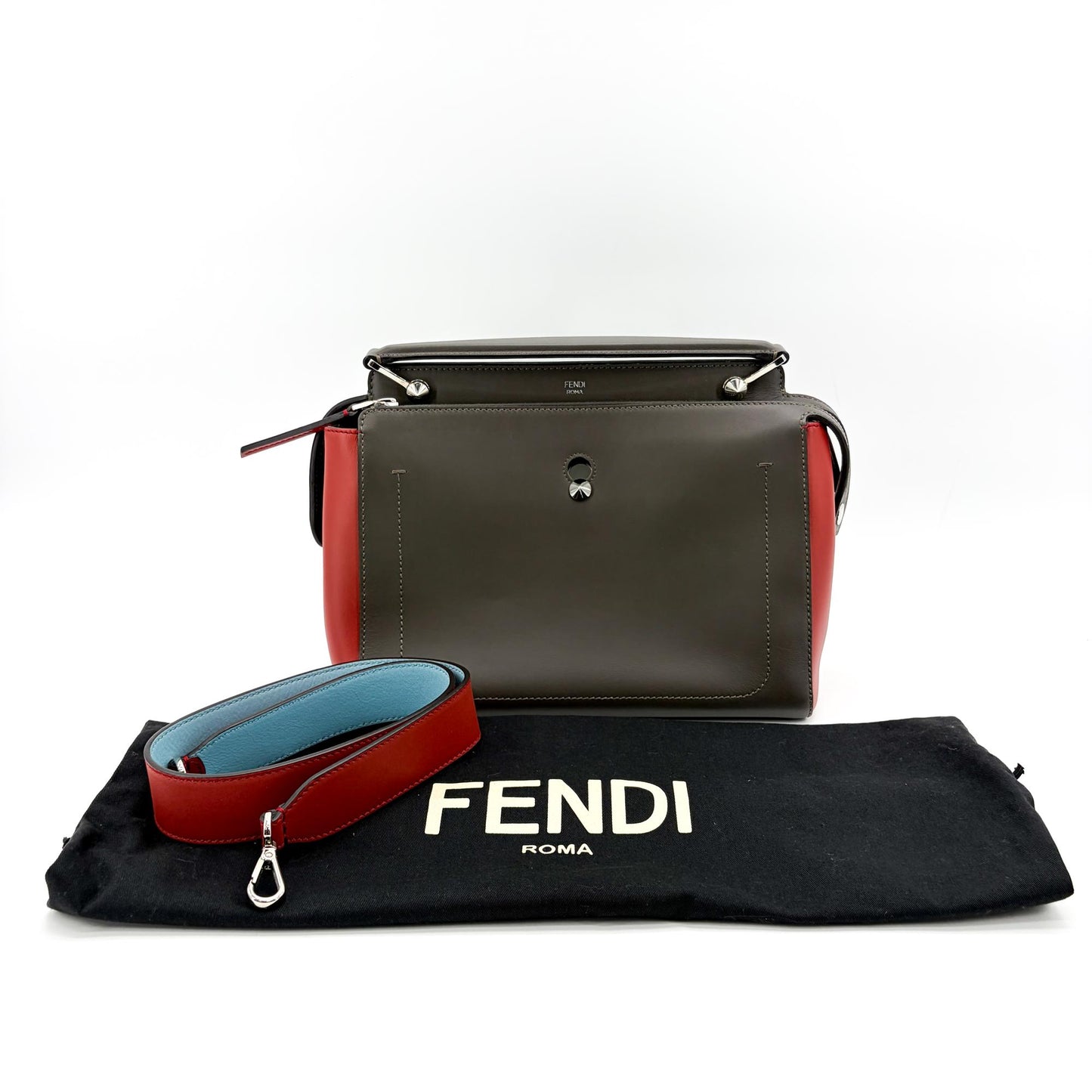 Fendi.com Click Small Shoulder Bag Dark Grey Red