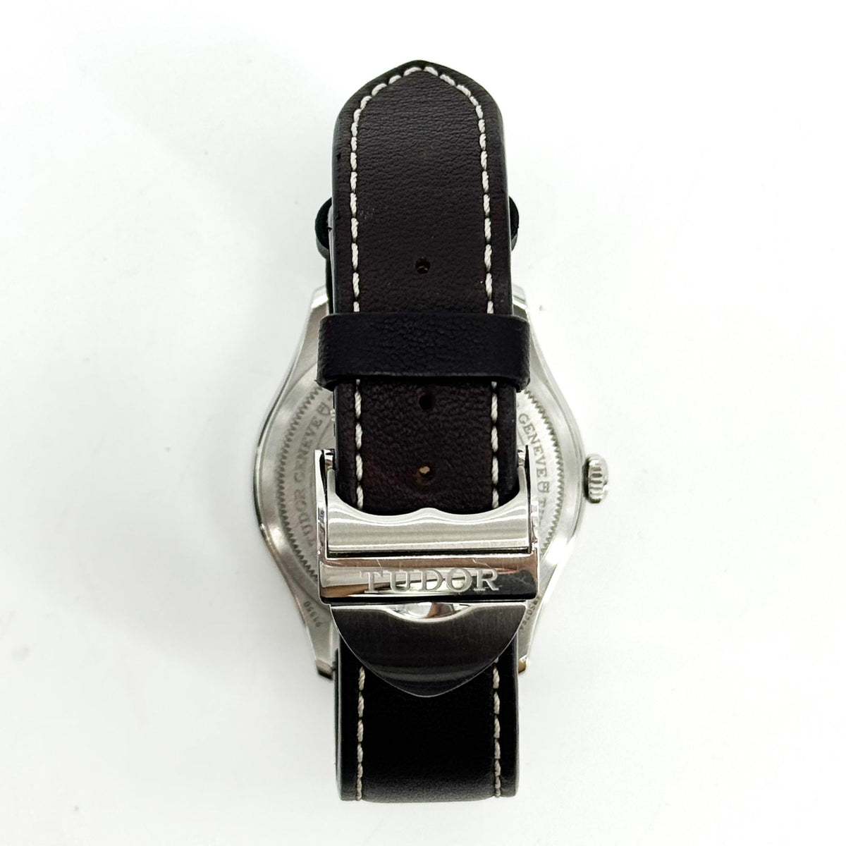 Tudor 1926 silver dial blue indices leather strap